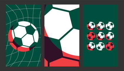 Bold Modern Soccer Artwork. Dynamic Geometric Designs Featuring Balls, Nets, and High-Energy Play for Vibrant Football-Themed Visuals and Athletic Creativity. © NancyPants