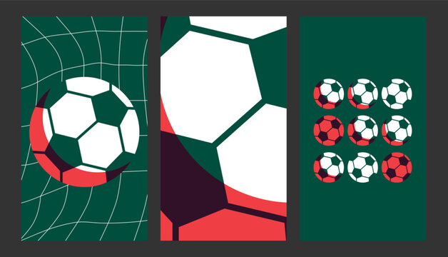 Bold Modern Soccer Artwork. Dynamic Geometric Designs Featuring Balls, Nets, and High-Energy Play for Vibrant Football-Themed Visuals and Athletic Creativity.