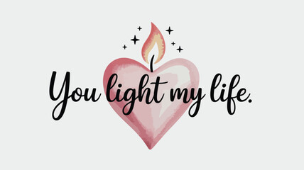 Watercolor heart with flame and stars on white background, symbolizing love and inspiration, romantic gesture, affectionate expression, heart