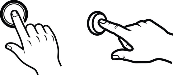 Hand Pressing Button Outline Illustration of Interface Interaction and Gesture Design