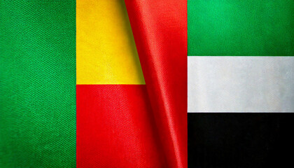 アラブ首長国連邦の国旗とベナンの国旗(United Arab Emirates flag & Benin flag.)
