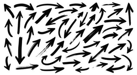 Abstract black arrows pointing in various directions on a