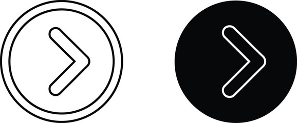 Two Circle Arrow Icons White Outline on Black and Black Outline on White