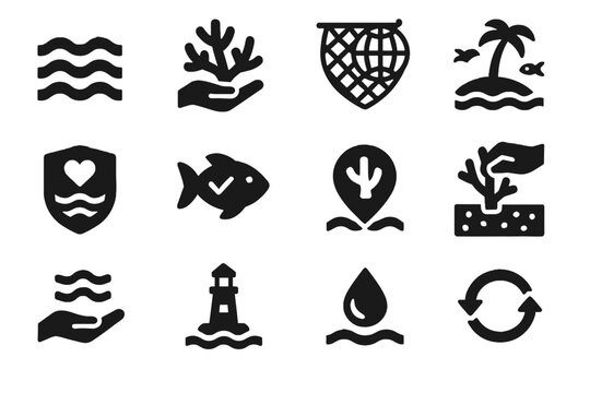 Shoreline icon removal icons inside ocean conservation health gradients no vector shapes