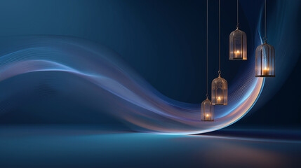 Islamic Ramadan Lanterns And Crescent Night Background