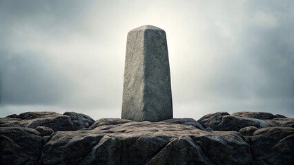 Towering Stone Apex Monument on Rugged Rocky Terrain