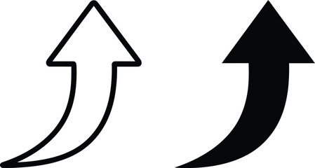 Two Upward Pointing Arrows, One Outline and One Solid, on White Background