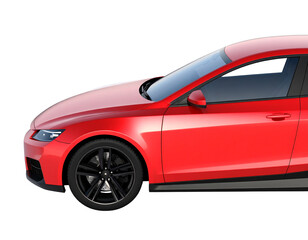 Modern Red Car Isolated on White Background for Automotive Design Elements