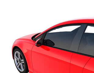 Modern Red Car Isolated on White Background for Automotive Design Elements
