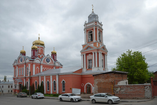 Church of St. Michael the Archangel under a cloudy sky. Yelets, Lipetsk region