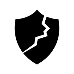 Shield Design Representing Broken And Rebuilt Structure Showing Resilience Concept Line Art Vector illustration