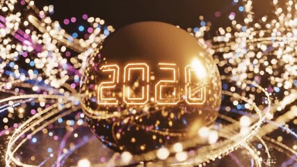 Futuristic Digital Sphere Displaying Time with Glowing Neon Numbers and Particles. - Powered by Adobe