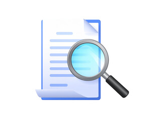 Professional 2D Document Inspection Icon for Office Business Element