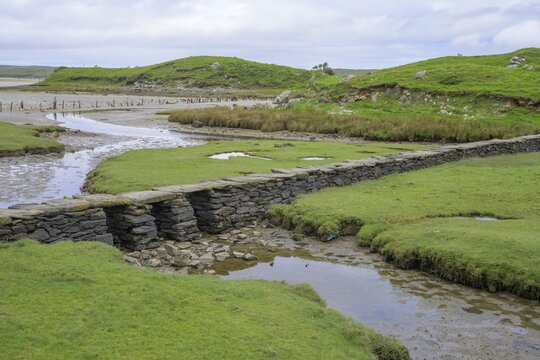Stone slab bridge a clapper bridge, Maghera, Inishkeel, County Donegal, Ireland