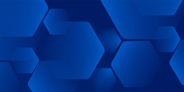 Modern abstract blue background with glowing geometric lines. Blue gradient hexagon shape design. Futuristic technology concept. Suit for banner, brochure, science, website, corporate, poster, cover