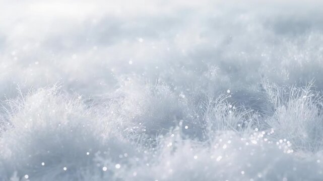 Shimmering feathery ice crystals reacting to sun, shifting focus in morning macro, revealing facets