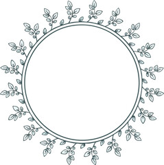 Elegant Circle Frame with Delicate Floral Accents for Invitations and Design