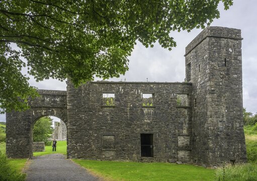 Fore Abbey annex with gate, Fore, County Westmeath, Ireland