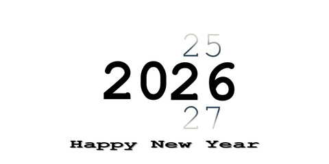 Happy New Year. 2025 -2026 -2027 year. One year changes the next. On a white background