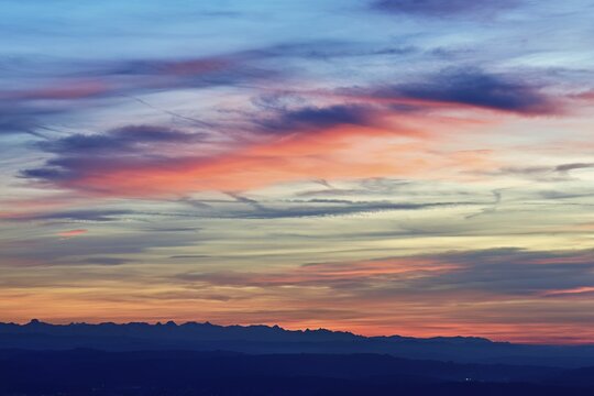 Red clouds over the Alps, M&uuml;swangen, Canton of Lucerne, Switzerland