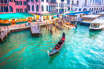 Venice, Italy. Scenic Canal Grande in Venice sunset view from Rialto bridge. © xbrchx