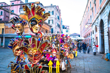 Venice, Italy. Carnival stand in street of Venice view © xbrchx