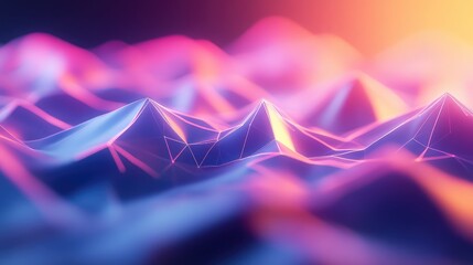 Abstract technology network showing data flow across a colorful polygonal mesh with glowing gradient lines and vibrant waves, evoking futuristic connectivity and digital communication