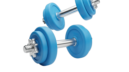 Blue Dumbbells Isolated on White Background for Fitness