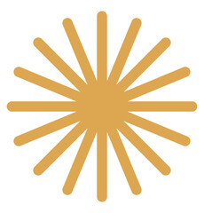 Golden decorative burst shape for christmas accents, festive highlights and holiday design elements, PNG with transparent background