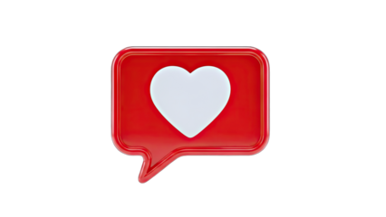 Red Heart Icon in Speech Bubble on White Background