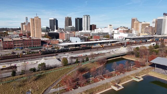 Aerial Drone Footage of Railroad Park, Birmingham, Alabama