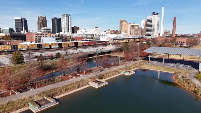 Aerial Drone Footage of Railroad Park, Birmingham, Alabama