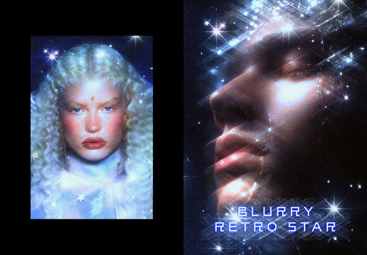 Blurry Vintage Star Poster Photo Effect Mockup
