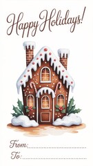 Illustrated holiday card with personalization fields, a charming candy cane border, and a warm palette of reds and greens.