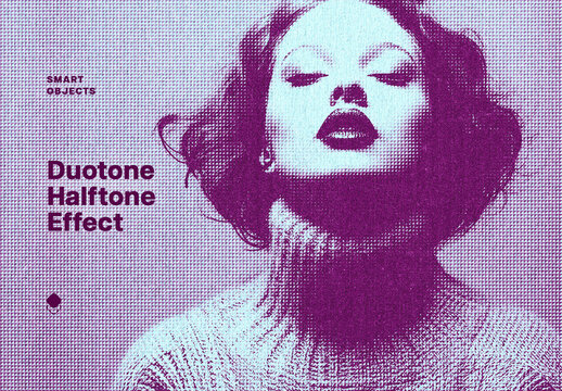 Duotone Halftone Photo Effect Mockup