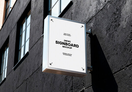 Vertical Metallic Signboard Mockup