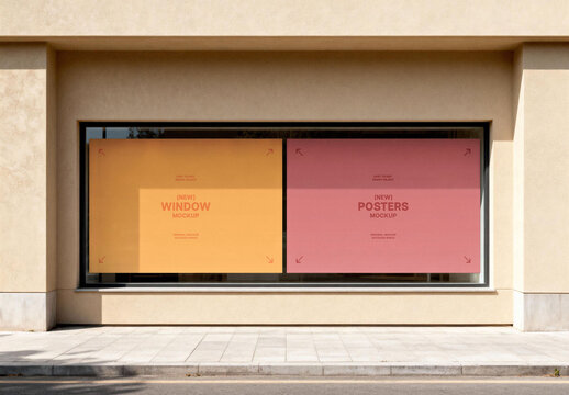 Double Storefront Posters Mockup