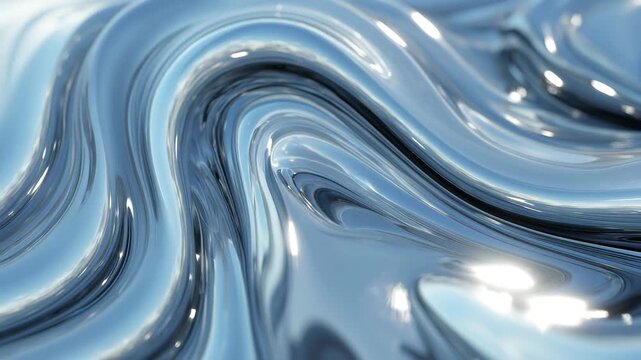 Ultra HD Abstract chrome liquid flowing waves background texture, metallic surface ripples with strong reflections and highlights video