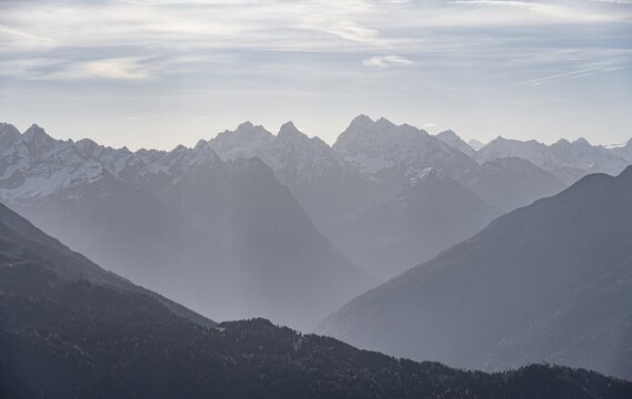 Mountain silhouette &Ouml;tztal Alps, Tyrol, Austria