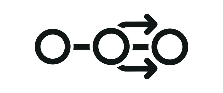 Workflow diagram with arrows and circles - Powered by Adobe