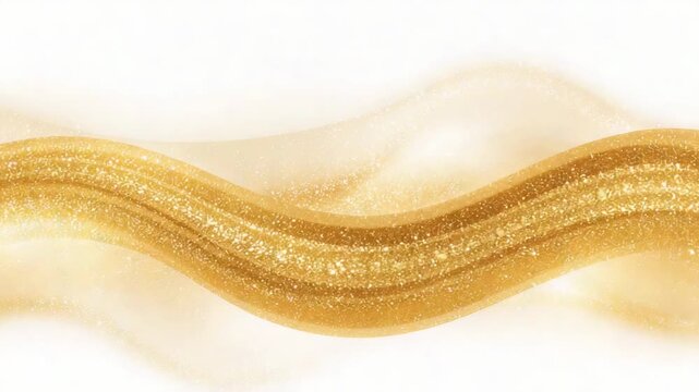 Playback starting, golden ribbon flowing across white canvas, with glitter highlights for looping