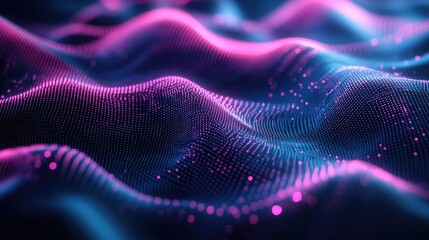 Digital data points creating a flowing abstract wave pattern, visualizing network connections, technological innovation, artificial intelligence, and futuristic digital concepts