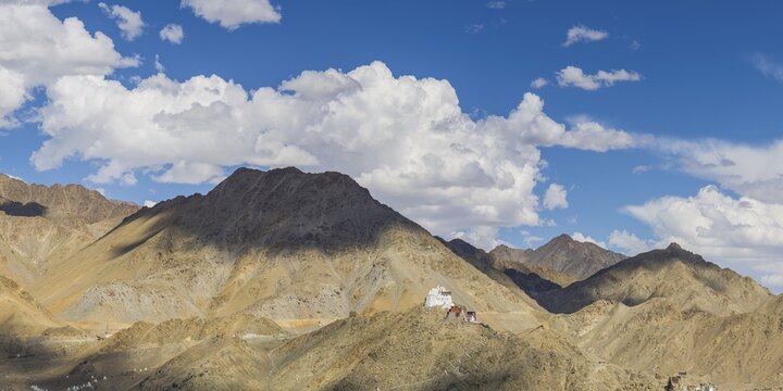 The Namgyal Tsemo Gompa monastery on Tsenmo Hill, a viewpoint over Leh, Ladakh, Jammu and Kashmir, India