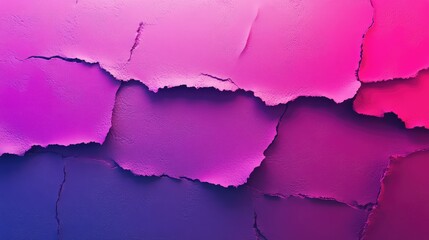 Abstract background blending vibrant pink, purple, and blue hues, creating a dynamic gradient with textured, rough, and torn edge layers, offering a modern and colorful visual effect