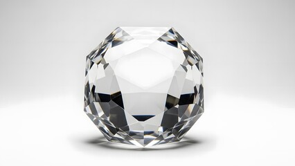 Clear faceted crystal gemstone isolated on white background