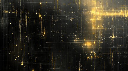 Digital data streams flow along complex golden glowing lines over a dark background, evoking ai, network communication, cyber infrastructure and futuristic information transfer systems