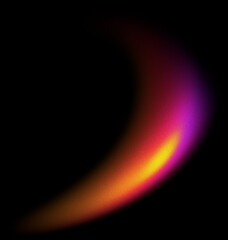 Vertical grainy gradient crescent moon arc with spray noise on dark background