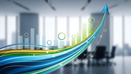 Business growth chart and office background