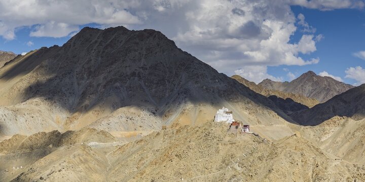 The Namgyal Tsemo Gompa monastery on Tsenmo Hill, a viewpoint over Leh, Ladakh, Jammu and Kashmir, India