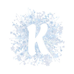 Easter, spring family floral monogram in pastel colors. White letter K on white background © Julia